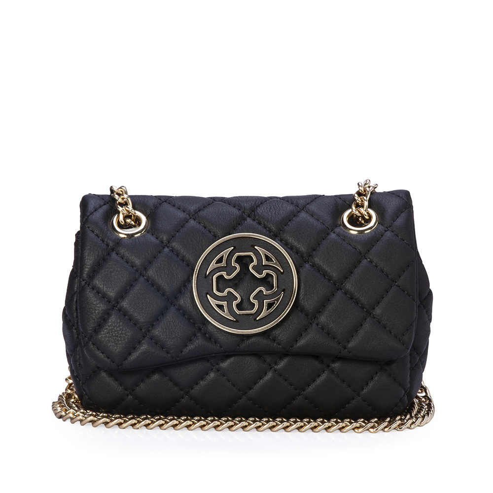 BOLSA  PRETA DE COURO MATELASS&Ecirc; DOURADA MINI OL&Iacute;VIA image number 0