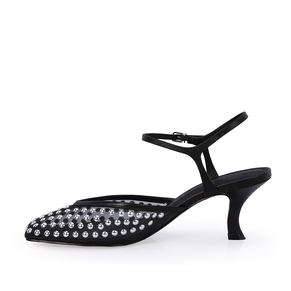 SCARPIN SALTO MÉDIO TELA PRETO image number 2