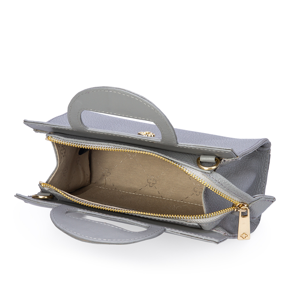 BOLSA PEQUENA TIRACOLO CINZA CARBONO DE COURO TOTE image number 4