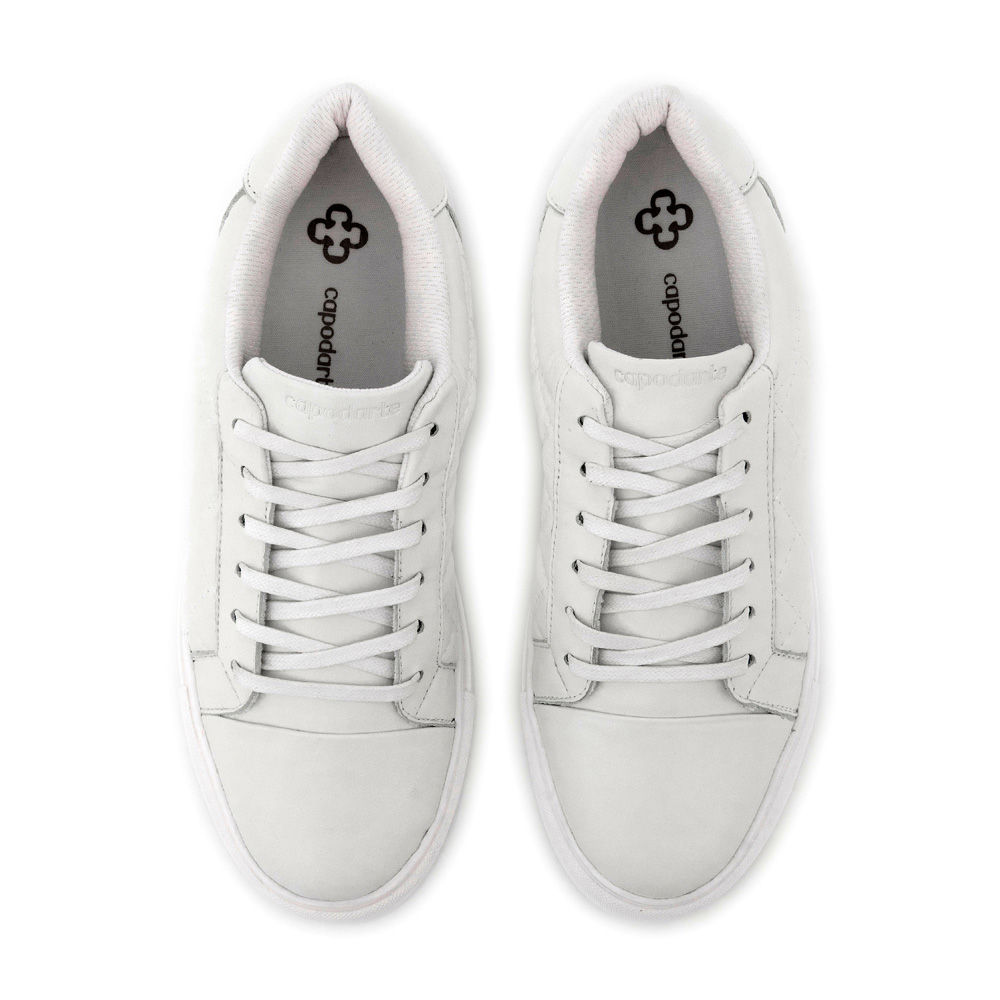 TÊNIS FEMININO BRANCO DE COURO MATELASSÊ AMARRAÇÃO image number 4