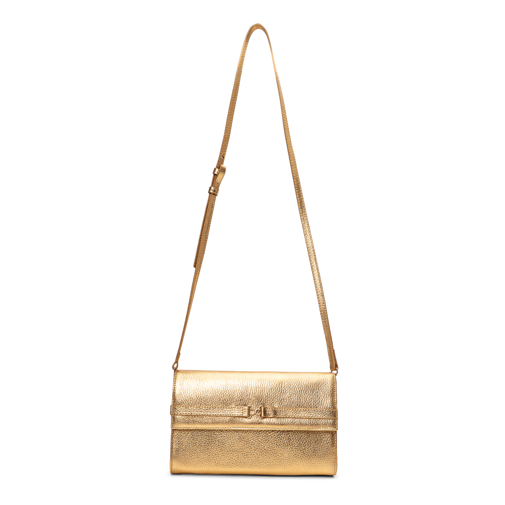 BOLSA TIRACOLO DOURADA METALIZADA DE COURO SHOULDER BAG image number 3
