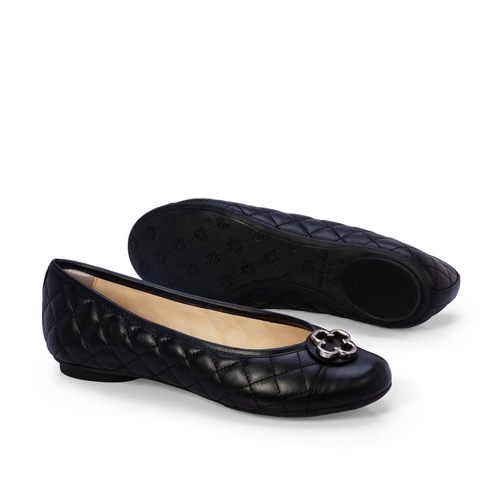 SAPATILHA CATHERINE VINTAGE PRETA DE COURO MATELASS&Ecirc; image number 3