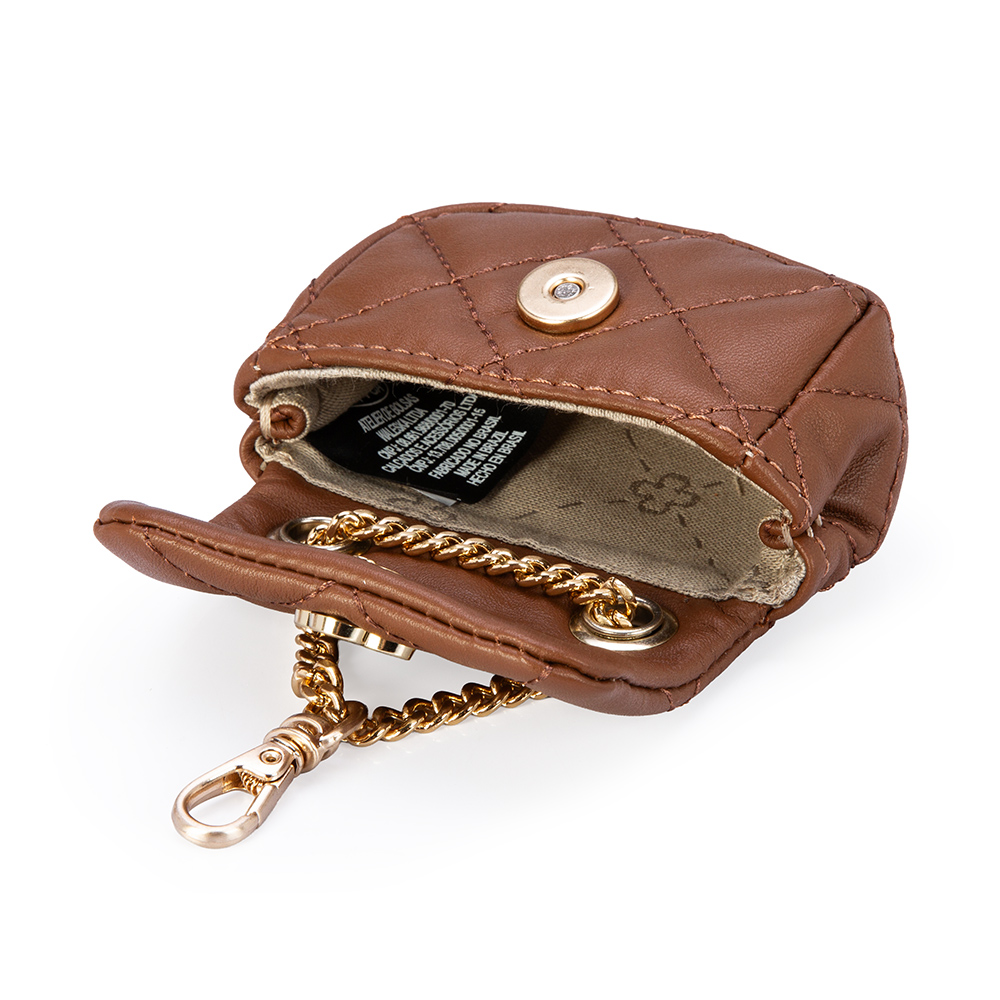 CHAVEIRO MINI BOLSA MARROM COURO MATELASS&Ecirc; BAG CHARM image number 4