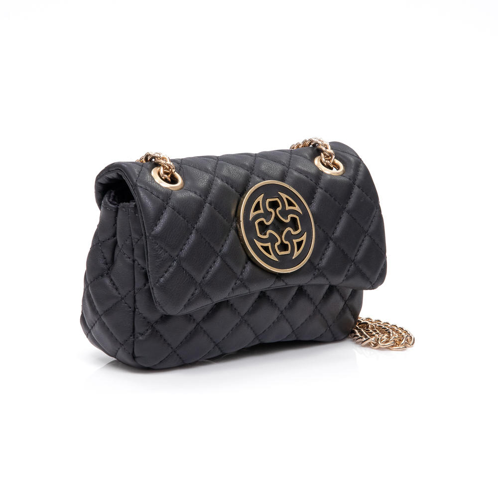 BOLSA PEQUENA PRETA COURO MATELASSÊ OLIVIA image number 1