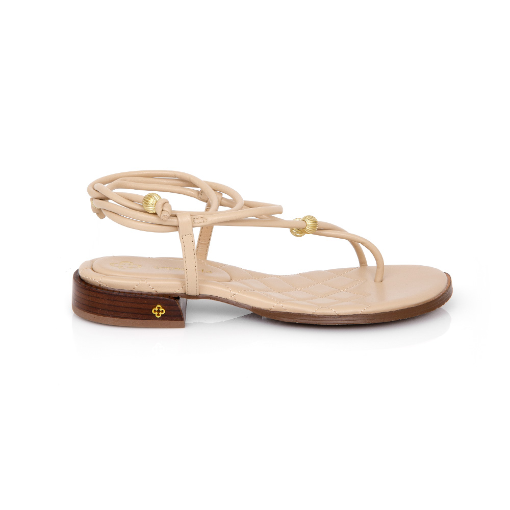 SANDÁLIA SALTO BAIXO NUDE AMARRAÇÃO MATELASSÊ image number 0