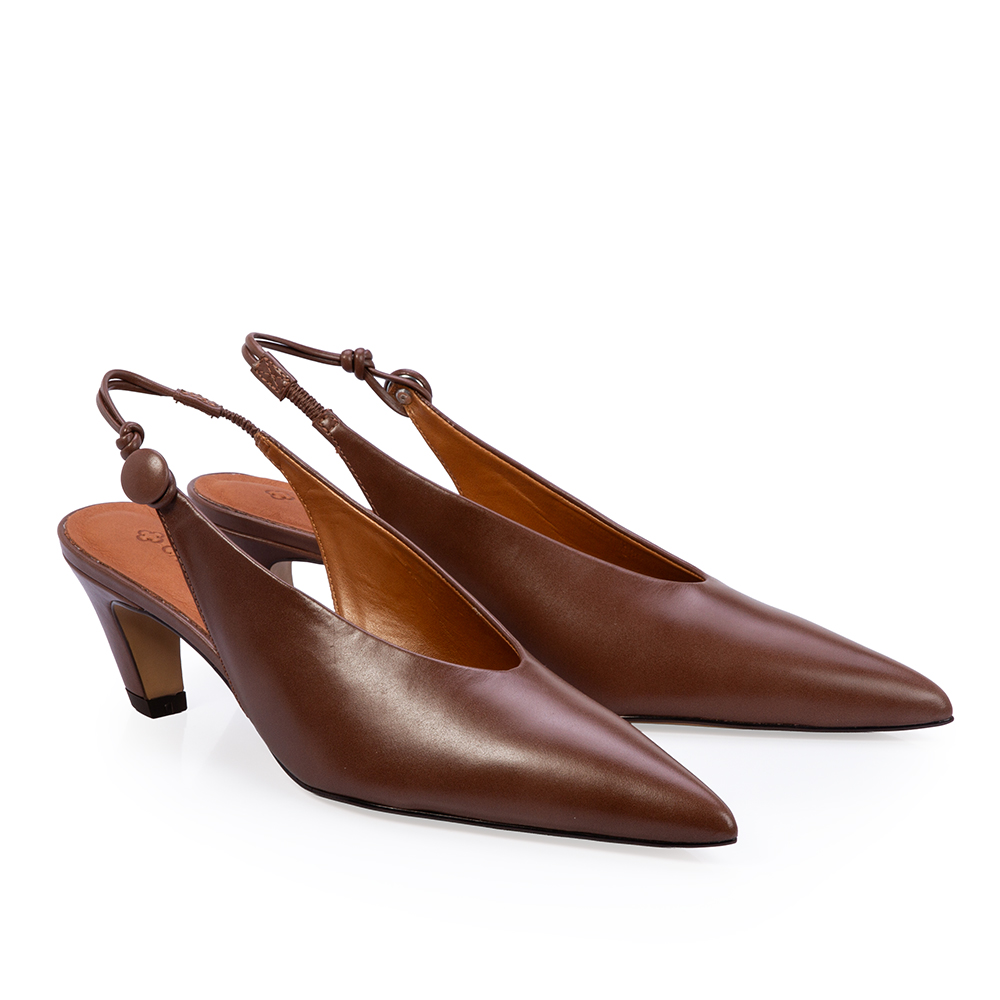 SCARPIN SLINGBACK COURO MARROM &Eacute;BANO image number 1