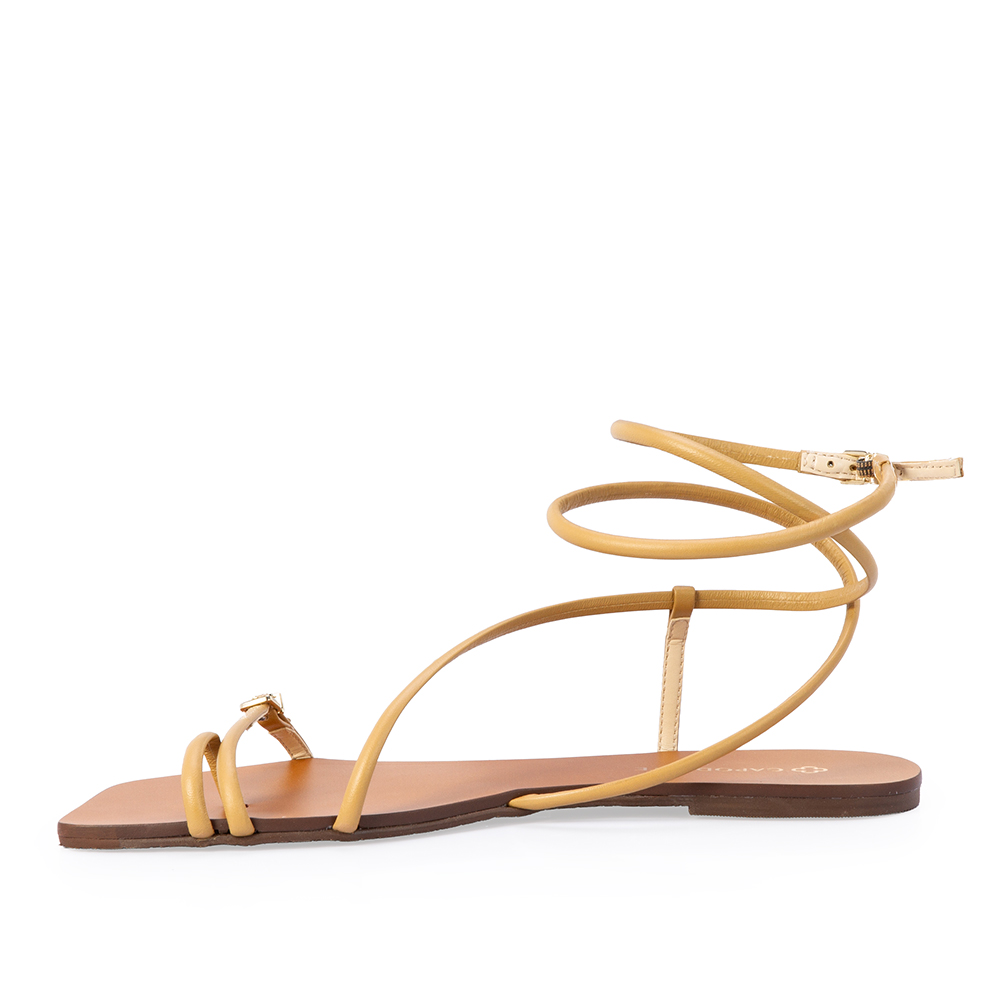 SAND&Aacute;LIA RASTEIRA BEGE SAVANA DE COURO BICO QUADRADO image number 2