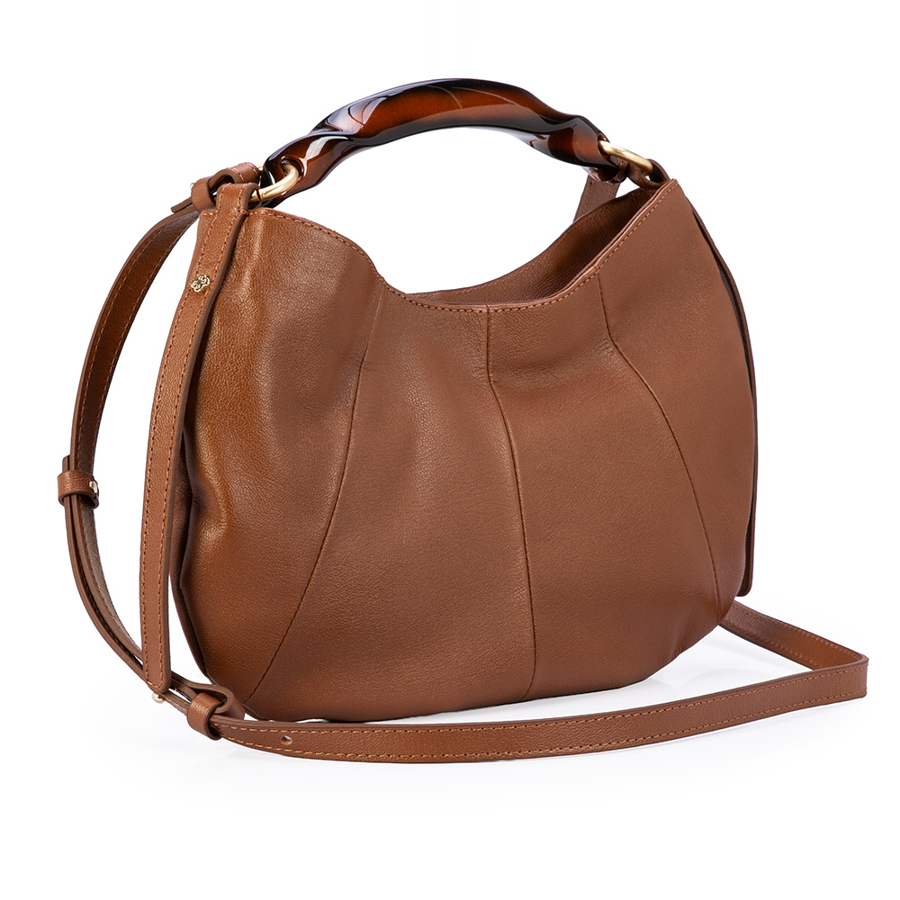 BOLSA M&Eacute;DIA TIRACOLO MARROM MOGNO COURO TOTE AL&Ccedil;A TORTOISE image number 3