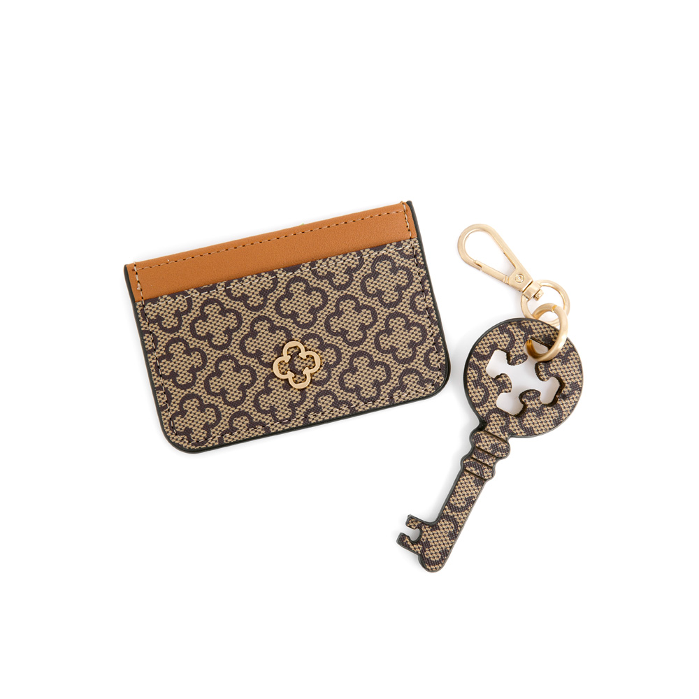 KIT CHAVEIRO + PORTA CART&Atilde;O CARAMELO MONOGRAMA image number 1