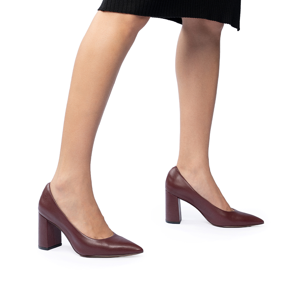 SCARPIN SALTO BLOCO COURO BORD&Ocirc; image number 1