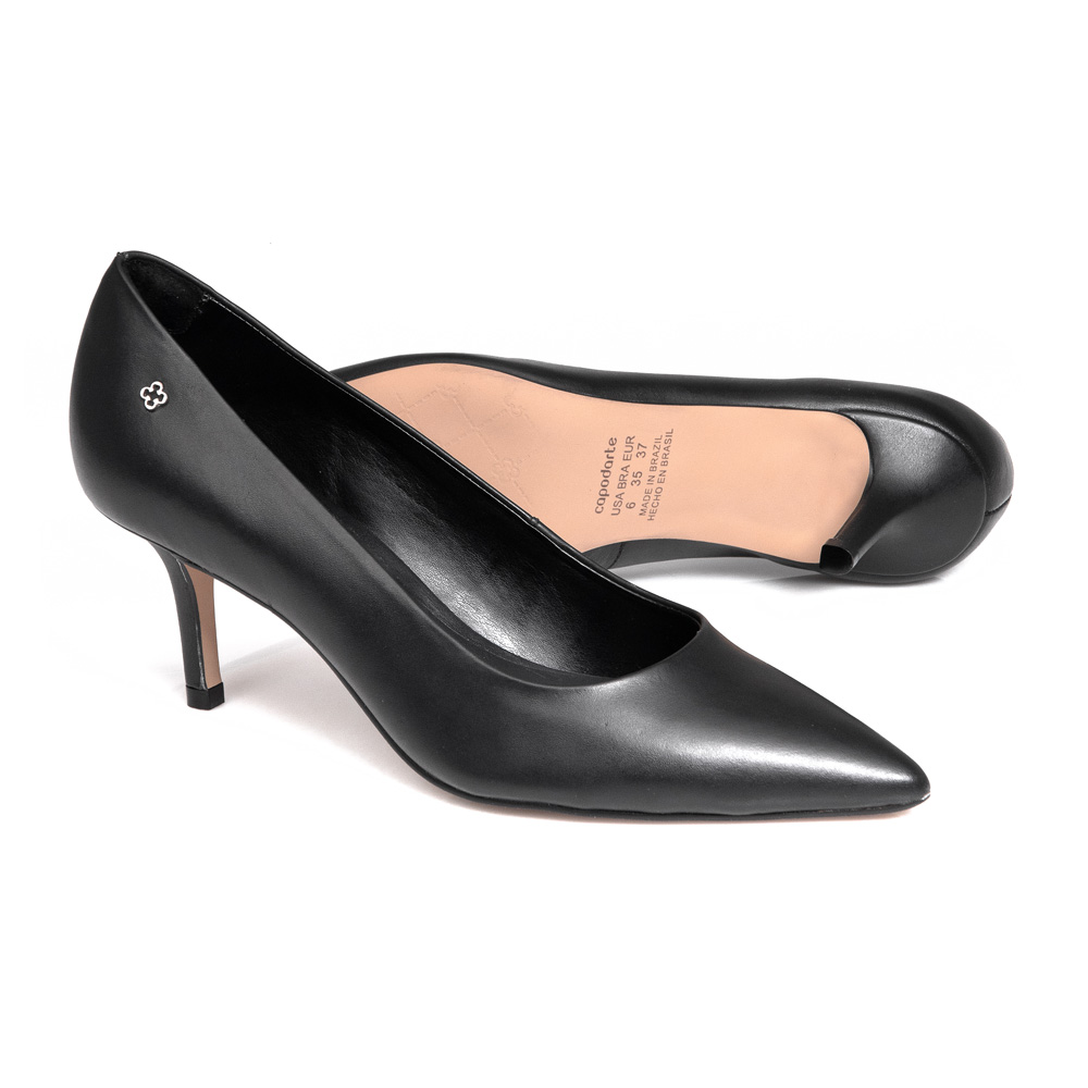 SCARPIN PRETO SALTO FINO DE COURO image number 3