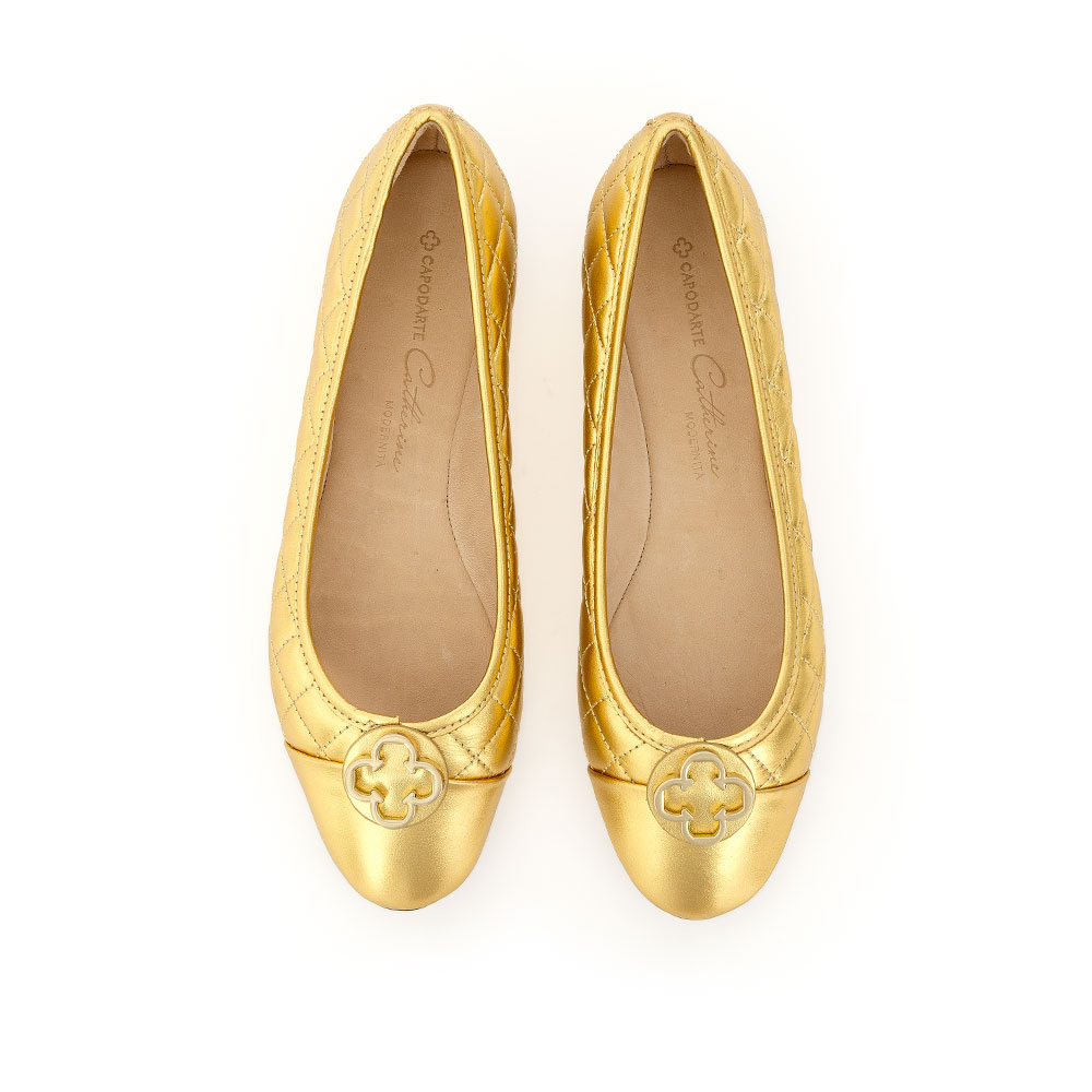 SAPATILHA CATHERINE MODERNIT&Aacute; DOURADA DE COURO MATELASS&Ecirc; image number 4