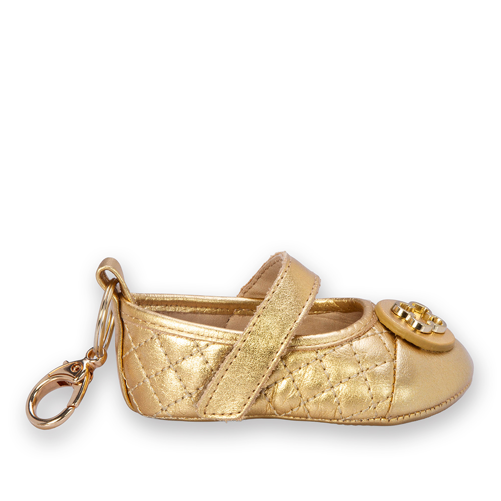 SAPATILHA RN DOURADA DE COURO MATELASS&Ecirc; COM VELCRO image number 0