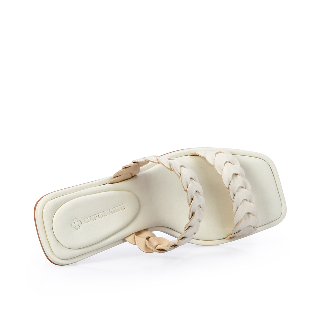 MULE SALTO BLOCO BRANCA DUNA DE COURO TRAN&Ccedil;ADO image number 4