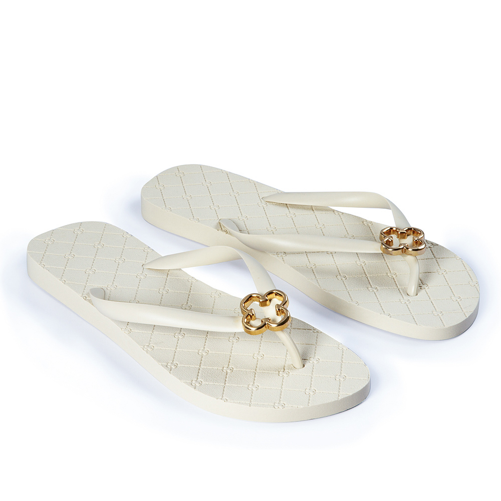 CHINELO DE DEDO BEGE VANILLA MONOGRAMA LOGO DOURADO image number 1