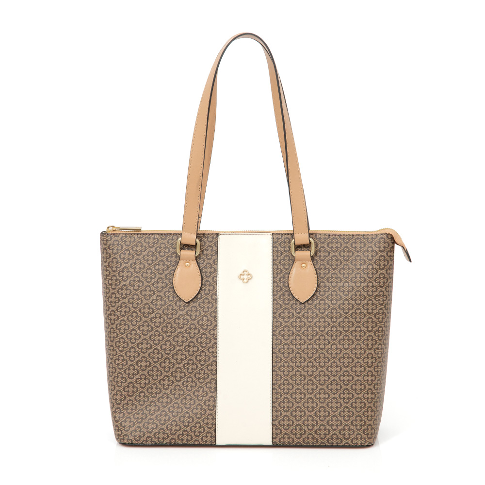 BOLSA SHOPPER BEGE RÁFIA MONOGRAMA image number 0